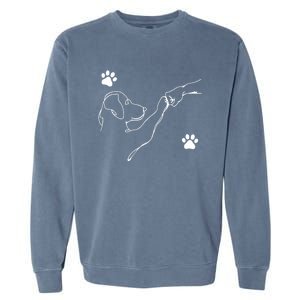 Dog And People Punch Hand Dog Friendship Fist Bump DogS Paw Garment-Dyed Sweatshirt