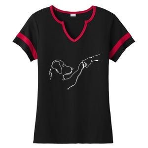 Dog And People Punch Hand Dog Friendship Bump DogS Paw Cool Gift Ladies Halftime Notch Neck Tee