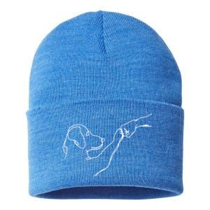 Dog And People Punch Hand Dog Friendship Bump DogS Paw Cool Gift Sustainable Knit Beanie