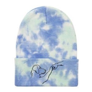 Dog And People Punch Hand Dog Friendship Bump DogS Paw Cool Gift Tie Dye 12in Knit Beanie