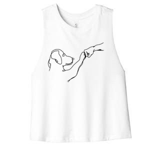 Dog And People Punch Hand Dog Friendship Bump DogS Paw Cool Gift Women's Racerback Cropped Tank