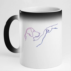 Dog And People Punch Hand Dog Friendship Bump DogS Paw Cool Gift 11oz Black Color Changing Mug