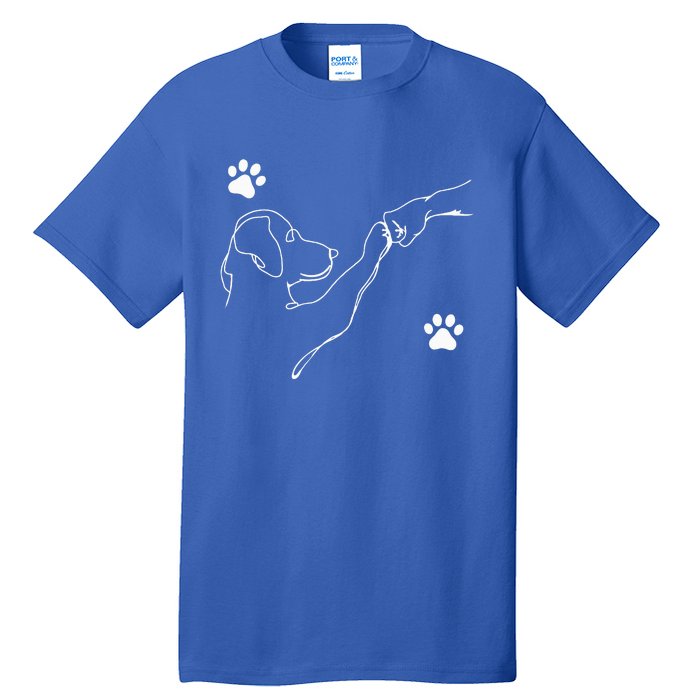 Dog And People Punch Hand Dog Friendship Fist Bump Dogs Paw Tall T-Shirt