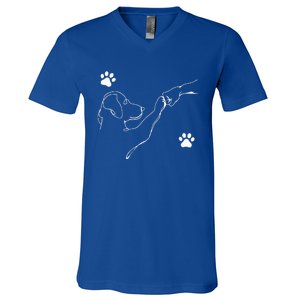 Dog And People Punch Hand Dog Friendship Fist Bump Dogs Paw V-Neck T-Shirt