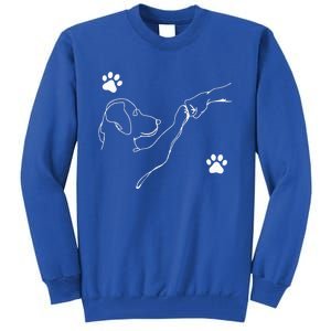 Dog And People Punch Hand Dog Friendship Fist Bump Dogs Paw Tall Sweatshirt