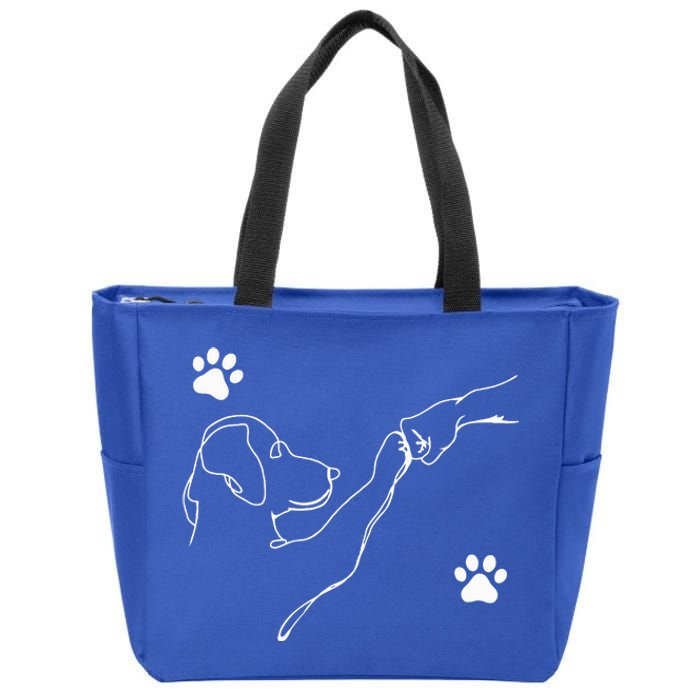 Dog And People Punch Hand Dog Friendship Fist Bump Dogs Paw Zip Tote Bag