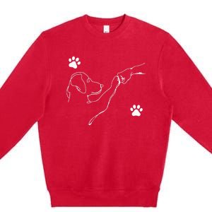 Dog And People Punch Hand Dog Friendship Fist Bump Dogs Paw Premium Crewneck Sweatshirt