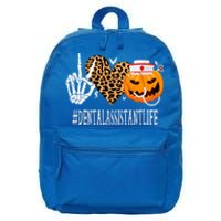 Dental Assistant Peace Love Pumpkin Funny Halloween Leopard Gift 16 in Basic Backpack