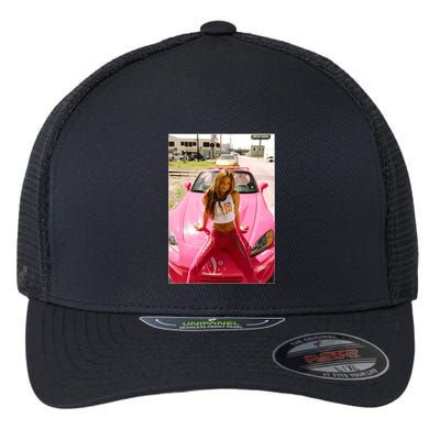 Devon Aoki Pink Race Car Flexfit Unipanel Trucker Cap