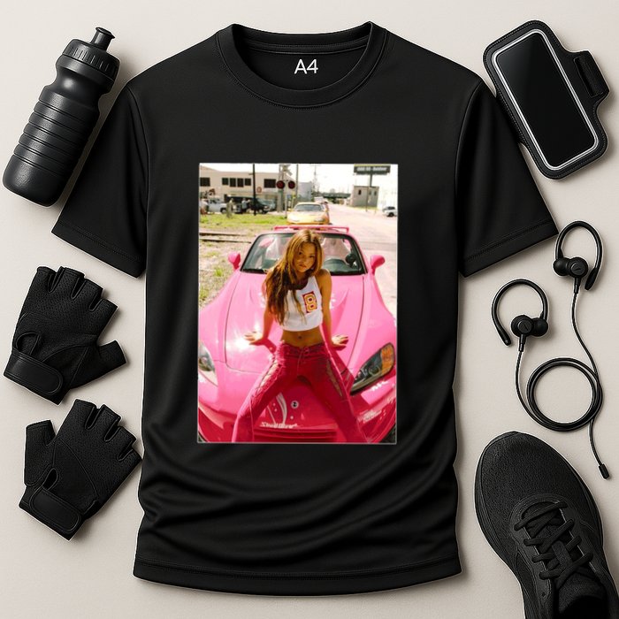 Devon Aoki Pink Race Car Cooling Performance Crew T-Shirt