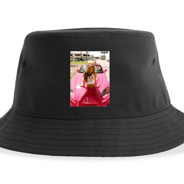 Devon Aoki Pink Race Car Sustainable Bucket Hat
