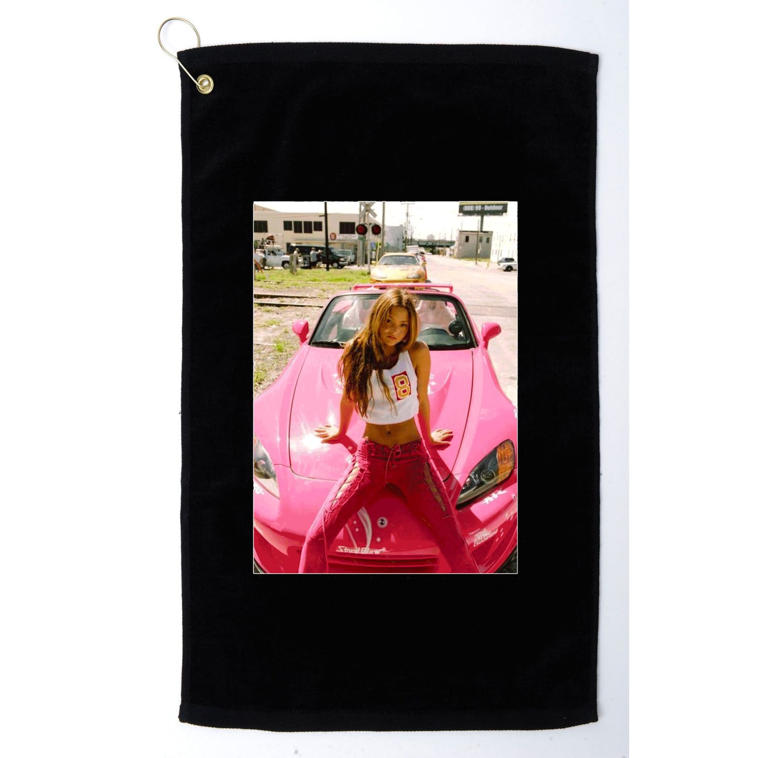 Devon Aoki Pink Race Car Golf Towel
