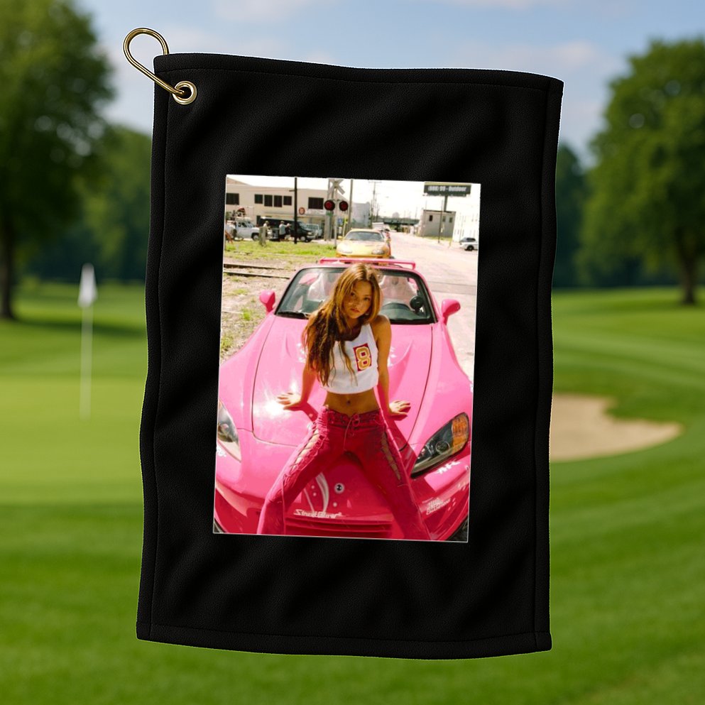 Devon Aoki Pink Race Car Golf Towel