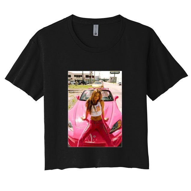 Devon Aoki Pink Race Car Crop Top