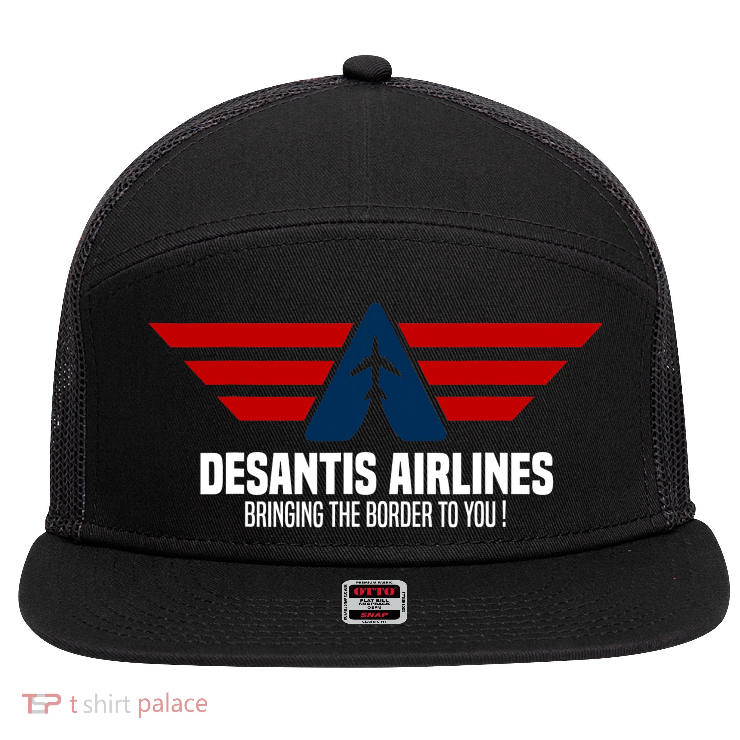 DeSantis Airlines Political DeSantis 7 Panel Mesh Trucker Snapback Hat