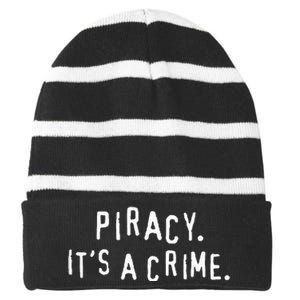 Dvd Anti Piracy Warning ItS A Crime Striped Beanie with Solid Band