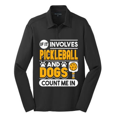 Dogs And Pickleball Lover Silk Touch Performance Long Sleeve Polo