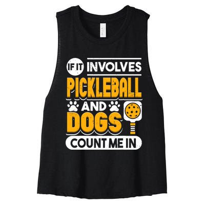 Dogs And Pickleball Lover Women's Racerback Cropped Tank