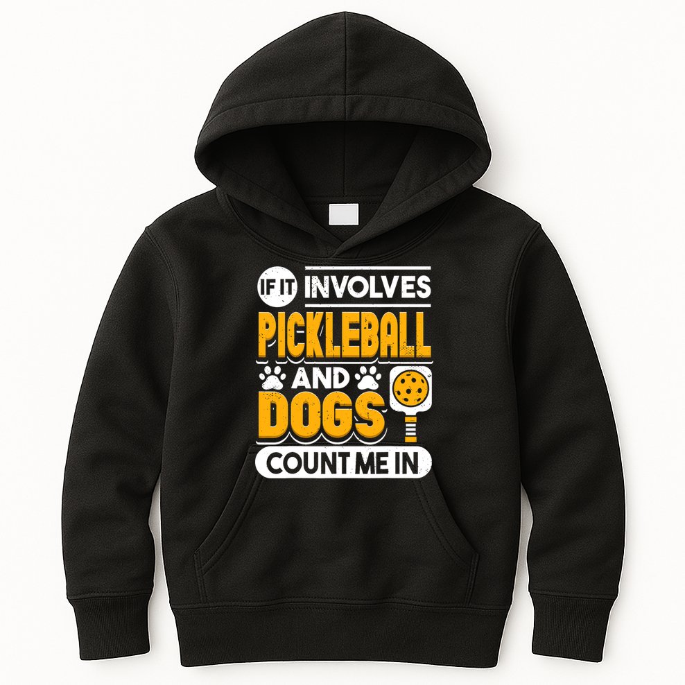 Dogs And Pickleball Lover Kids Hoodie