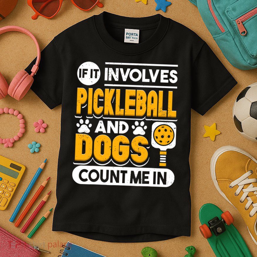 Dogs And Pickleball Lover Kids T-Shirt