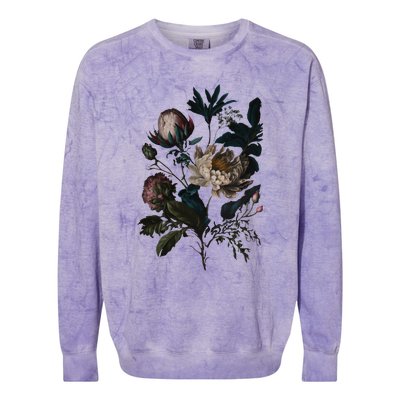 Dark Academia Peony Botanical Colorblast Crewneck Sweatshirt