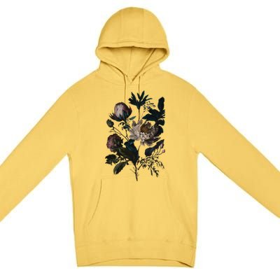 Dark Academia Peony Botanical Premium Pullover Hoodie