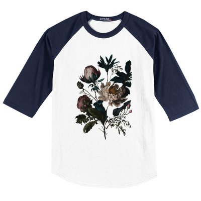 Dark Academia Peony Botanical Baseball Sleeve Shirt