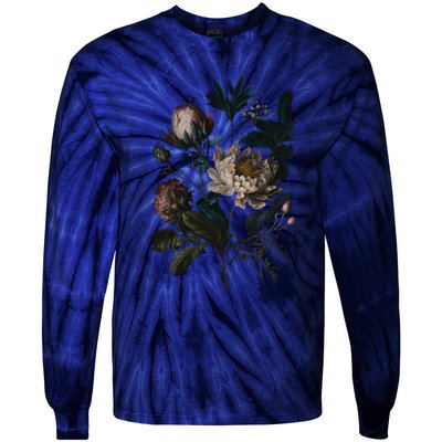 Dark Academia Peony Botanical Tie-Dye Long Sleeve Shirt