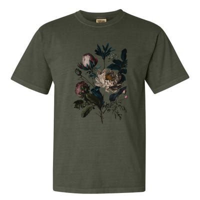 Dark Academia Peony Botanical Garment-Dyed Heavyweight T-Shirt