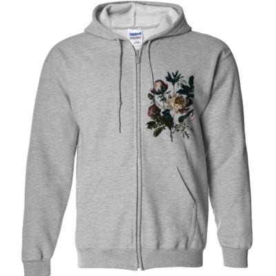 Dark Academia Peony Botanical Full Zip Hoodie