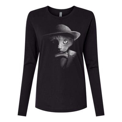 Dapper Cat Womens Cotton Relaxed Long Sleeve T-Shirt