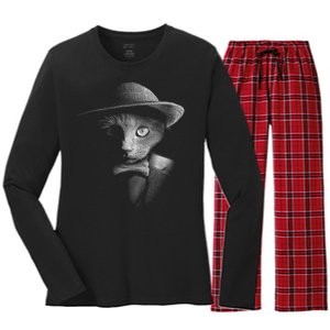 Dapper Cat Women's Long Sleeve Flannel Pajama Set 