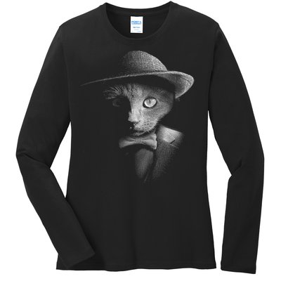 Dapper Cat Ladies Long Sleeve Shirt