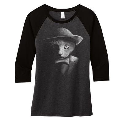 Dapper Cat Women's Tri-Blend 3/4-Sleeve Raglan Shirt