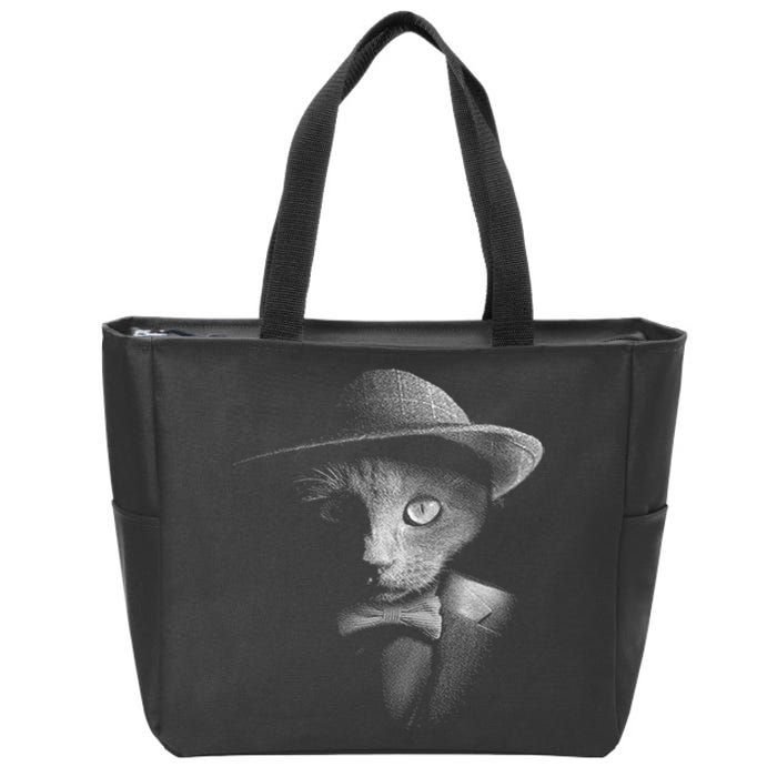 Dapper Cat Zip Tote Bag