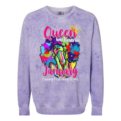 Dashiki A Queen Was Born In January Happy Birthday To Me Colorblast Crewneck Sweatshirt