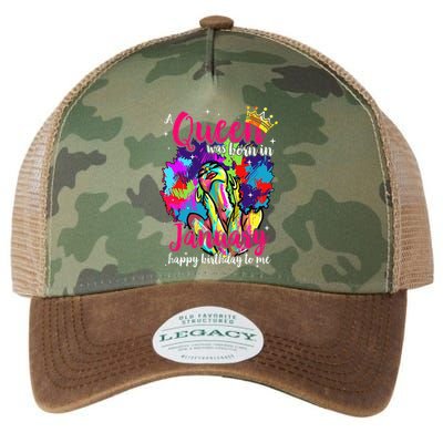 Dashiki A Queen Was Born In January Happy Birthday To Me Legacy Tie Dye Trucker Hat