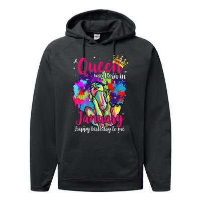 Dashiki A Queen Was Born In January Happy Birthday To Me Performance Fleece Hoodie