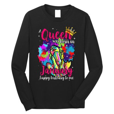 Dashiki A Queen Was Born In January Happy Birthday To Me Long Sleeve Shirt