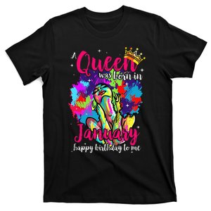 Dashiki A Queen Was Born In January Happy Birthday To Me T-Shirt