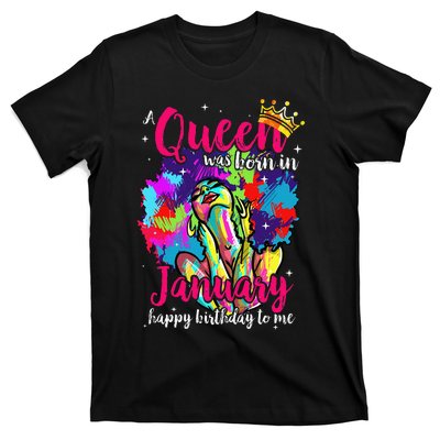 Dashiki A Queen Was Born In January Happy Birthday To Me T-Shirt