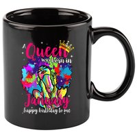 Dashiki A Queen Was Born In January Happy Birthday To Me 11oz C Handle Ceramic Mug