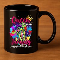 Dashiki A Queen Was Born In January Happy Birthday To Me 11oz C Handle Ceramic Mug