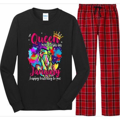 Dashiki A Queen Was Born In January Happy Birthday To Me Long Sleeve Pajama Set