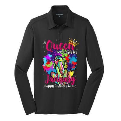 Dashiki A Queen Was Born In January Happy Birthday To Me Silk Touch Performance Long Sleeve Polo