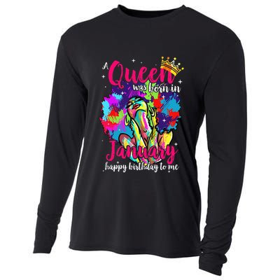 Dashiki A Queen Was Born In January Happy Birthday To Me Cooling Performance Long Sleeve Crew