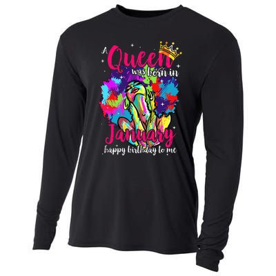 Dashiki A Queen Was Born In January Happy Birthday To Me Cooling Performance Long Sleeve Crew