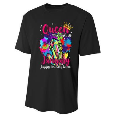 Dashiki A Queen Was Born In January Happy Birthday To Me Performance Sprint T-Shirt