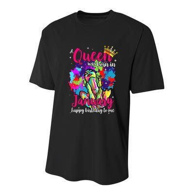 Dashiki A Queen Was Born In January Happy Birthday To Me Youth Performance Sprint T-Shirt