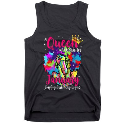 Dashiki A Queen Was Born In January Happy Birthday To Me Tank Top